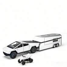 1:32 Proportional Cyber Truck-Style Die-Cast Truck Set, Including Camper Van And Off-Road Vehicle, 3-In-1 Rebound Model Car, With Sound And Light Effects, 5 Colors, Suitable For Collection And As A Gift - Trắng - Xem 9