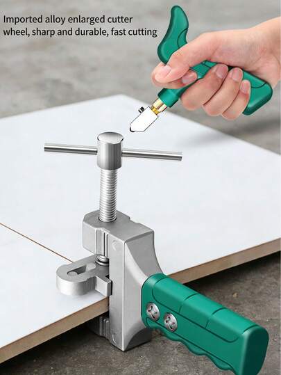1pc Glass And Tile Cutter, Ergonomic Handle, Durable Structure, Lightweight Portable Design, Large Wheel, Alloy Steel Frame, Diamond Blade. Ideal For Precise Cutting For Construction, DIY Enthusiasts And Professionals, A Perfect Tool For Men And Home Use