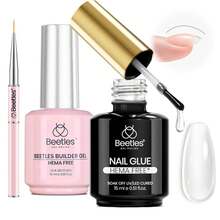 Beetles HEMA-Free Nail Tips Glue Kit, All-In-One Nail Extension Kit For Press On False Nails, DIY Salon Manicure At Home - 2Pcs 15Ml HEMA Free|Builder Gel & Nail Glue - View 1