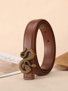 1/2 chiếc thắt lưng da kiểu retro khóa hình rắn thời trang, thắt lưng kiểu Âu Mỹ phóng khoáng, phù hợp với quần jeans. - Nhiều màu - Xem 12