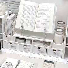 Ergonomic Monitor Stand, Smart Storage Rack - 1 White Multifunctional Desktop Computer/Laptop Riser, Multilayer Dorm Storage Rack, Desktop Organizer Box, Office Computer Stand, Dorm Cosmetics Storage Box, Storage Cabinet - White - View 8
