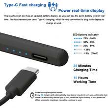 FCV 1 Bút cảm ứng điện dung hợp kim nhôm tương thích với iPad, dành cho điện thoại di động và máy tính bảng, bút cảm ứng điện dung hoạt động với sạc nhanh Type-C kèm 2 đầu bút thay thế, pin lithium 90mAh, tương thích với iPad thế hệ 11/10/9/8/7/6, iPad Pro 12.9/11/13 inch M4, Air 3/4/5/M2/M3, Mini 5/6. - Xem 6