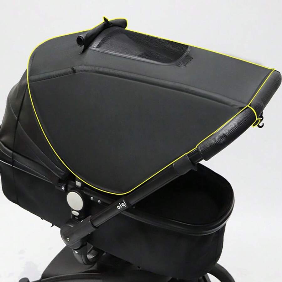 1pc Universal Baby Stroller Sun Shade, UV Protection Canopy (UPF50+) - Black - View 1