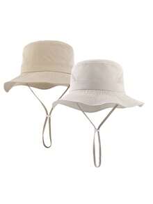 2 piezas Sombrero de cubo ajustable, Tallas múltiples desde 6 meses hasta 8 años, Sombrero de cubo estampado unisex para niños - Multicolor - Ver 14