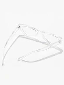 男女通用透明塑料猫眼框眼镜，适合电脑阅读/游戏/电视/手机使用，轻便时尚光学眼镜框 - 無色 - 查看 4