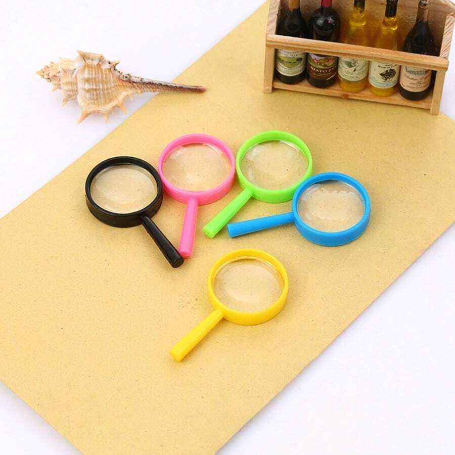 10个随机颜色彩色迷你塑料手持放大镜 - 耐用、便携、多功能，适用于科学实验、户外探索和教育活动 - 彩色 - 查看 1