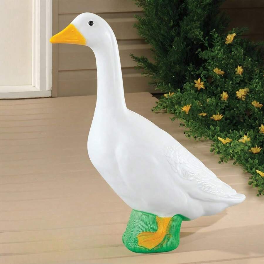 Official Gaggleville 23" Large White Goose, Plastic Garden Décor, Vibrant And Clean Painted Goose Feet - Indoor Or Outdoor Decorative Figurine For Garden, Patio, Or Entryway Accent,Outdoor Decor,Desk Goose,Garden Decor,Porch Goose,Garden Stuff - 預設 - 查看 1