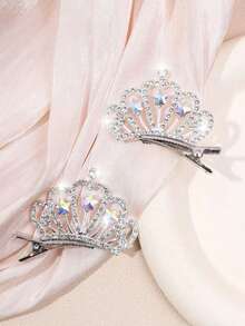 2pcs/Set Crown Hair Clips, Barrettes Hair Accessories, Hairpin - Silver - View 3