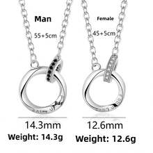 1pc Minimalist Mobius Infinity Couple Necklace, S925 Silver Endless Loop Design, Unisex Clavicle Chain, Daily Wear & Anniversary Gift - Silver - View 7