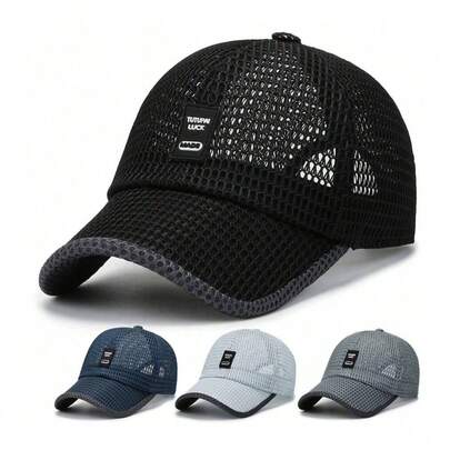 1 pieza Gorra de béisbol unisex para exteriores, transpirable y de secado rápido - Gorra de béisbol de verano ligera y transpirable con diseño de correa elástica de malla, adecuada para deportes, ciclismo, senderismo, protección solar, gorra de béisbol unisex clásica, sombrero de sol neutro