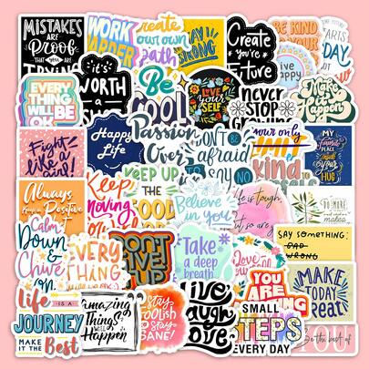 50 Stücke positive und ermutigende Graffiti Aufkleber - wasserfestes Vinyl, geeignet für Wasserflaschen, Laptops, Notizbücher, Helme usw. - motivierende ästhetische Lehrerpreis Aufkleber