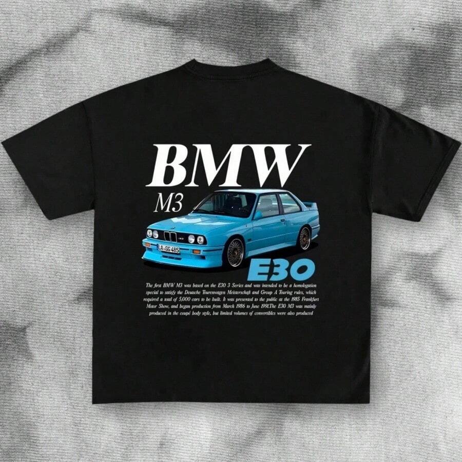 M3 E30 Car T Shirt Clothing Machine Tentacles T-Shirts Y2K Tiki - Black - View 1