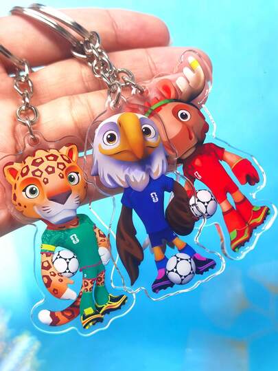 1pc World Cup Mascot Acrylic Keychain, World Cup Themed Figurine, Car Pendant, Key Organizer, Bag Decoration, Car Accessory, Gift For Friends And Couples, Various Holiday Party Decor