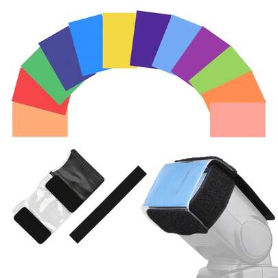 Kit de 12 filtros de corrección de color universales para flash de cámara, fácil instalación, para flash de alta potencia