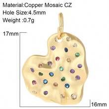 1个铜质时尚心形吊坠，可DIY手链、项链、耳环、包包挂饰配件 - 彩色 - 查看 36