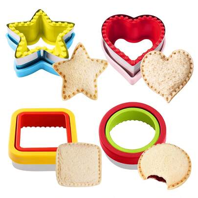 12pcs-Sandwich Cutter And Sealer, Stainless Steel Cookie Cutter, Candy Mold, Cookie Mold, Chocolate Cutter, Cake Decoration Mold, Baking Tools, Kitchen Utensils, Kitchen Accessories, Home Kitchen Supplies.