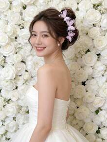 1个女士紫色蝴蝶大号甜美发爪夹，适合盘发、夏季发型、海滩度假、旅行等场合。 - 紫色 - 查看 3