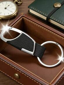 3-Piece Luxury Business Men's Watch Set, Including Black Dial Roman Numeral Quartz Watch, Black Embossed Leather Wallet, And Black Leather Keychain With Silver Ring. Multi-Functional Chronograph Design, Radiating Steady And Elegant Charm. Suitable For New Year Commute, Business Meetings, Daily Outings, And Various Occasions. - Silver - View 8