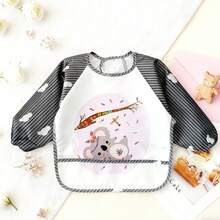 1件婴儿围兜，婴幼儿喂养罩衫，带大口袋，适合6-36个月宝宝 - 彩色 - 查看 4