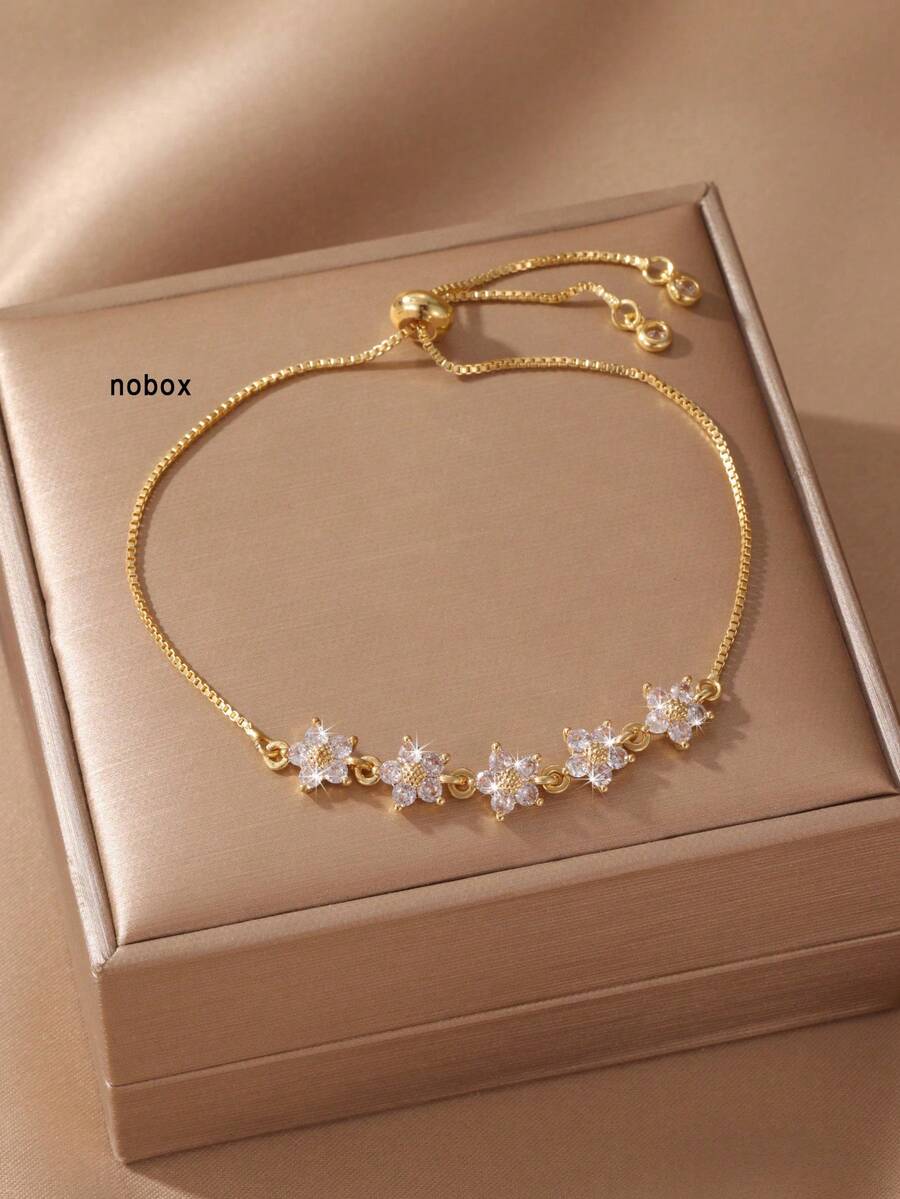 1条简约金色交叉心形圆圈可调节手链，适合青少年女孩和女性日常佩戴及作为礼物 - 彩色 - 查看 1