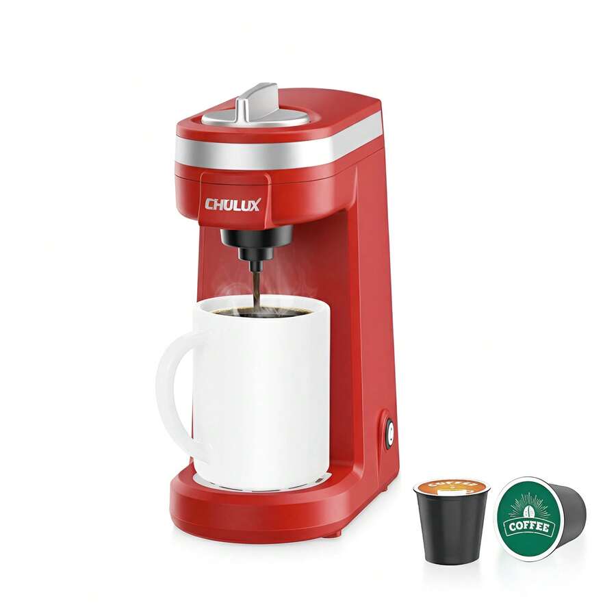 CHULUX Small One Cup Coffee Maker For K-Pod, Camping Coffee Machine For Americano, Red - Red - View 1
