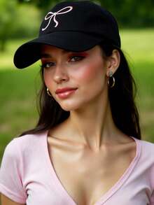 1pc Women Bow-Tie Baseball Cap,Women Trucker Hat,Casual Versatile Breathable Sunscreen Cap,Y2k Adjustable Fashion Sun Hat,Suitable For Hiking & Travel & Daily Wear & Best Friend Gift - Multicolor - View 4