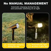 1pc Solar Powered Spotlight With Ground Stake/Wall Mount, Auto On/Off LED Landscape Lighting For Garden, Lawn, Trees - Style a - View 9