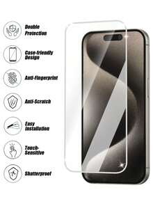Comfort Fit Tempered Glass Screen Protector 3pcs Silver Shiny Frame High-Definition Made Of High-Clarity Transparent Material Natural And Soft Light Transmission No Change To Original Screen Display Effect Clear And Comfortable Viewing Good Scratch Resistance For Daily Use Smooth Edges Won't Hurt Hands Suitable For Daily Video Watching Spring Gift - Clear - View 2