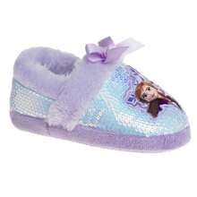 Disney Frozen Anna And Elsa Slippers For Girls Dual Size Cozy Comfort Slip On House Shoes (Toddler Sizes 5-10 / Little Kid Sizes 11-12) - Purple - View 2