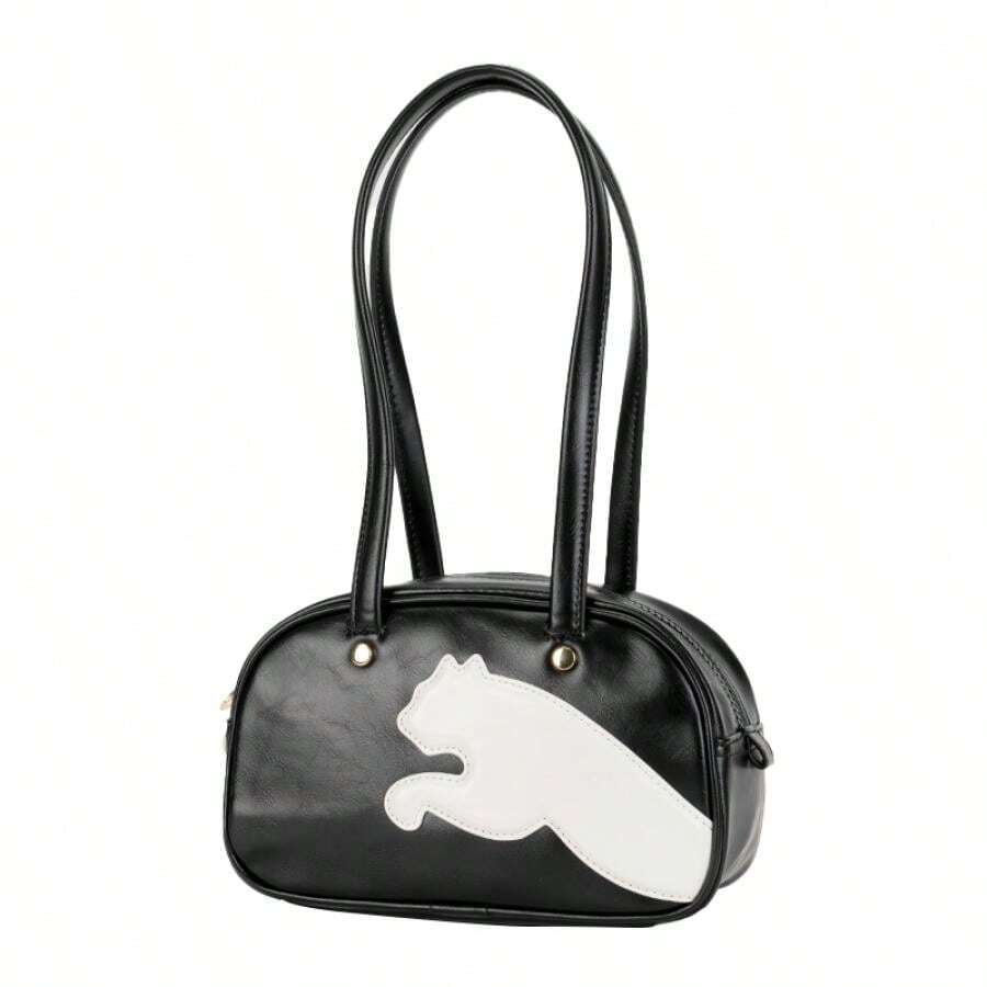Túi đeo vai nữ, Túi cầm tay mini PUMA, Túi tote đeo vai du lịch ngoài trời hàng ngày, 092846-03 - Đen-Trắng ấm - Xem 1