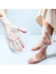 500只一次性足膜袜，保湿、防皲裂、防冻伤、防水足部护理套，通用足套 - 彩色 - 查看 2