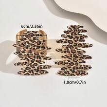 2 pièces Ensemble de bracelet large et bague vintage sexy à imprimé léopard exagéré et géométrique, convient pour le port quotidien et les soirées pour femmes - Multicolore - Voir 5