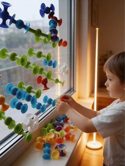 11pcs Kids Suction Cup Building Blocks Toys, Soft Rubber Construction Blocks Early Education Children Puzzle Suction Toys, Suitable For Window, Travel, Stress Relief Toys, Floating Bathtub, Toddler Toys, Bathtub Toys, Baby Toys, Bathtub Toys, Bathtub Toys