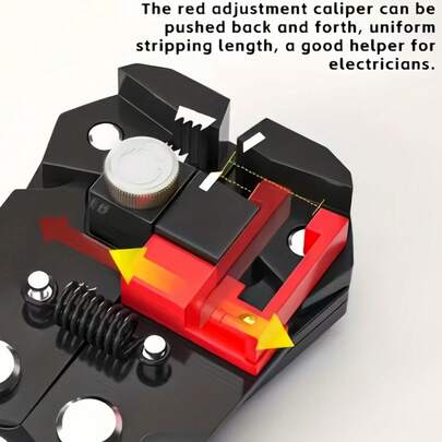 1 chiếc kìm tuốt dây điện đa năng, thích hợp để tuốt dây nhanh, loại bỏ lớp cách điện, bấm đầu dây và cắt dây. Phạm vi tuốt dây: 24-10AWG/0.2-6mm². Áp dụng cho sửa chữa nhà cửa, sửa chữa thiết bị gia dụng, máy móc nhà máy, bảo dưỡng ô tô và công việc điện trên biển.
