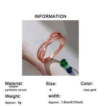 1枚女士优雅时尚交叉设计合成锆石戒指，是情人节、母亲节、生日、周年纪念日送给妻子、妈妈、女儿、姐妹、朋友的理想礼物。 - 玫瑰金 - 查看 5