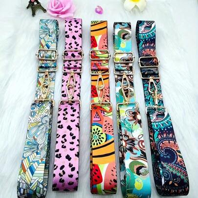 1.5 Inch Adjustable Replacement Shoulder Strap, Fashion Multi-Color Floral Nylon Crossbody Bag Strap, For Handbags, Lightweight Replacement Travel Accessory Kawaii Vacation Essentials Bag Accessories