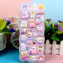 3D Cartoon Animal Stress Relief Stickers, Designed In Cute Style, 3D Embossed Stickers To Relieve Stress And Decorate, Made Of Sponge And PVC Material. 4 Styles Available, Suitable For Sticker Books, Laptops, Refrigerators, And Can Also Be Used To Decorate DIY Phone Cases With Cartoon Themes. - Multicolor - View 10
