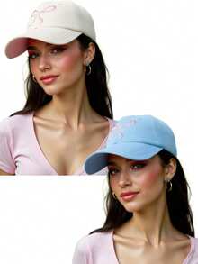 1pc Women Bow-Tie Baseball Cap,Women Trucker Hat,Casual Versatile Breathable Sunscreen Cap,Y2k Adjustable Fashion Sun Hat,Suitable For Hiking & Travel & Daily Wear & Best Friend Gift - Multicolor - View 13