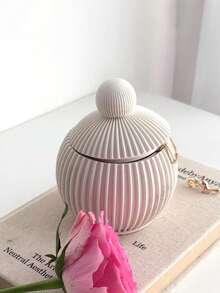 A Set Of Striped Spherical Storage Box Silicone Mold, DIY Creative Minimalist Striped Candle Cup Plaster Mould, Home Decoration / Gift Ornament Epoxy Resin Mold, Handicraft Casting Molds, Art Decorative Ornament Gypsum Mold - Striped Spherical Storage Box Silicone Mold - View 3