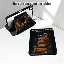 1件PU皮革保护套，带支架、笔槽、书籍和花卉图案、720度旋转支架、自动休眠/唤醒功能，兼容荣耀MatePad、苹果第十代/11 2025（A16）及其他型号 - 彩色 - 查看 7