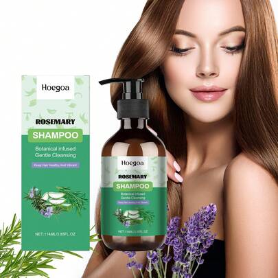 114毫升迷迭香玫瑰香氛洗发水，温和植物萃取，清洁头皮和秀发，天然萃取物呵护秀发，令其健康亮泽，适合所有发质，每日使用。
