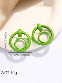 1 par de pendientes minimalistas de línea geométrica de acero inoxidable, adecuados para el uso diario de las mujeres - Verde - Ver 11