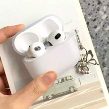 极简哑光蓝色蝴蝶吊坠蓝牙耳机保护套，兼容苹果Pro 2 - 無色 - 查看 3