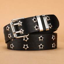 New Studded Belt, Gothic Style Double Buckle, Unisex Fashion Casual Punk PU Leather Belt For Jeans, Y2K - Multicolor - View 10