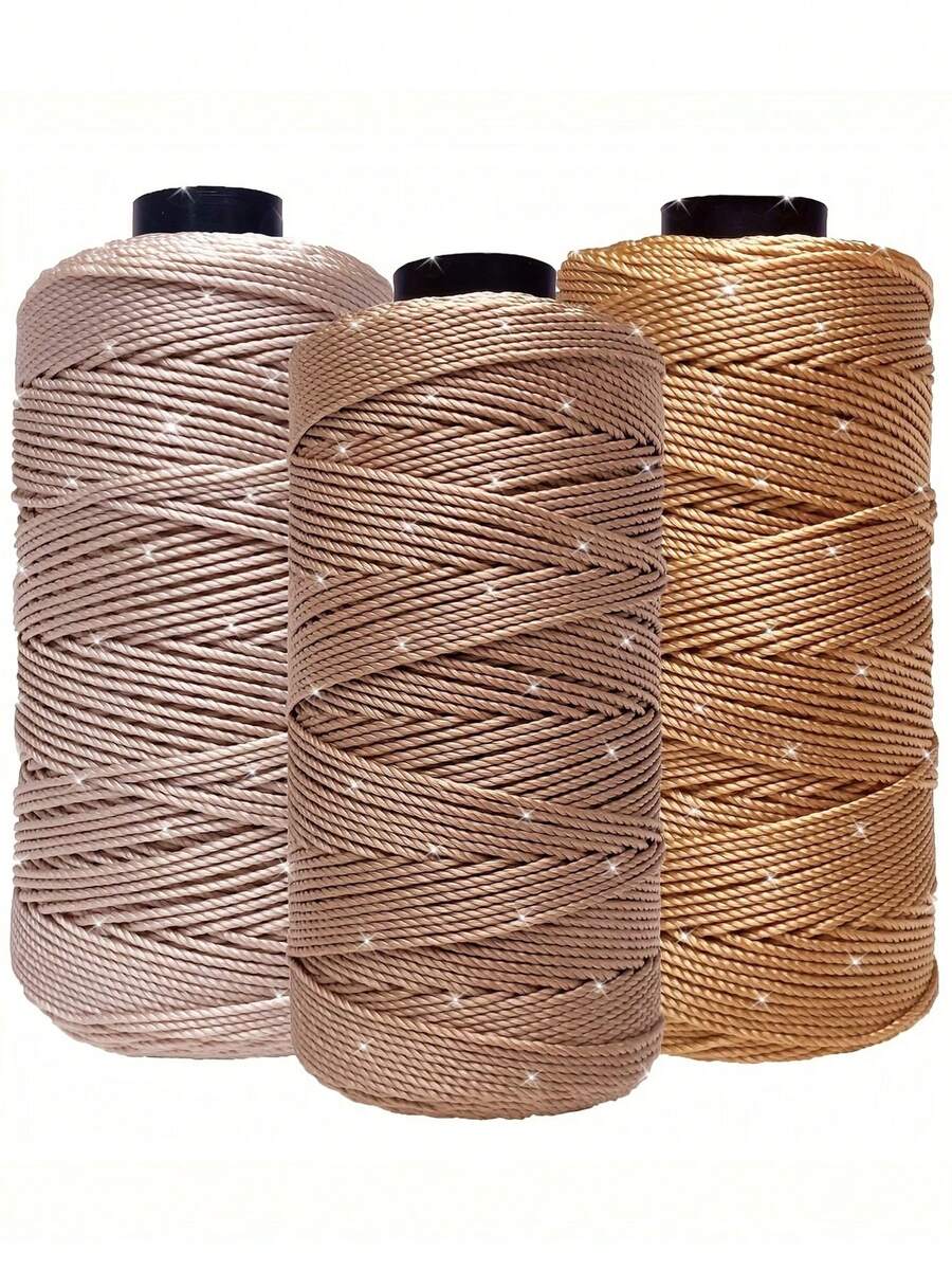 Bộ 3 cuộn len nylon chất lượng cao, mỗi cuộn 100g, 3 sợi, đường kính 1.5mm, nhiều màu sắc để lựa chọn, dùng để đan móc, làm mũ, túi xách, giày dép, giá đỡ cây, thảm xe hơi, v.v. - sợi - Xem 1