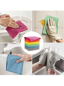 10/20 piezas Paños de limpieza de esponja suave de secado rápido y absorbente, entrega aleatoria de multicolor, sin desprendimiento, sin grasa, no apto para lavadora, adecuado para cocina, baño, hogar - multicolor - Ver 5