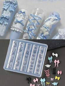 1pc 3D Charming Spring Silicone Nail Carving Mold, Bow Design Embossing Mold Stamp Plate, Nail Gel Printing Template DIY Manicure Decoration Tool - Clear - View 2