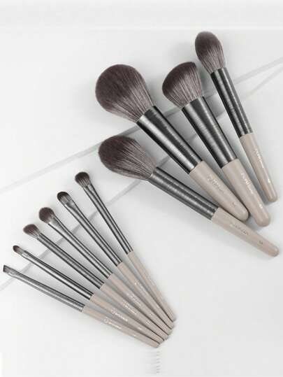 DU care DUcare 10-Piece Makeup Brush Set - Face & Eye Cosmetic Brushes Kit With Synthetic Fibers For Flawless Makeup Application, Ideal Starter Kit For Everyday Glam
