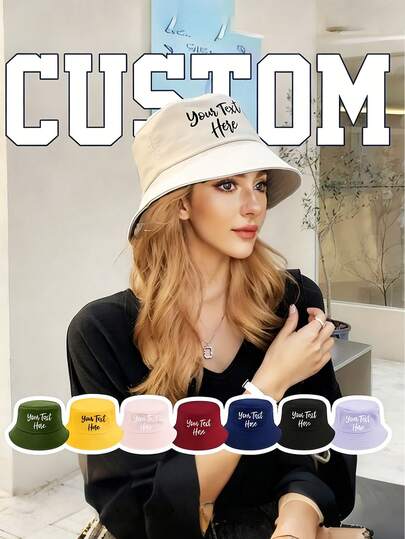1pc Customizable Double-Sided Logo Bucket Hat, Made Of 100% Polyester Fiber, Lightweight And Durable, Featuring Fine Printing Craftsmanship. This Breathable Sports Cap Suits Both Men And Women, Soft And Comfortable, Ideal For Outdoor Activities And Daily Wear. Fashionable Design, Suitable For All Seasons, Making It A Perfect Gift Choice For Valentine's Day, Thanksgiving, And New Year.