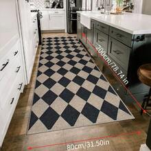 Tapete de pasillo moderno a cuadros en negro y beige, alfombra geométrica para interiores/exteriores, adecuada para pasillo, cocina, porche, entrada de lavandería, decoración, regalo festivo, alfombra de área - Multicolor - Ver 7